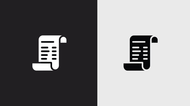 Black And White Scroll Icons On Split Dark And Light Background For Document Concept