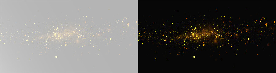 Golden shimmering glitter particles and magic stardust sparkle effect PNG © Alehandro
