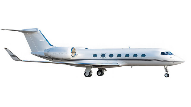 Luxury Private Jet Aircraft Profile Isolated on White Background