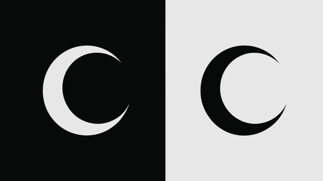 Crescent Moon Shapes Black And White For Astronomy Concepts