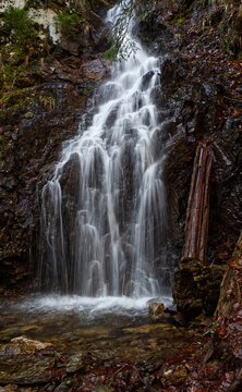 Kralovsky vodopad waterfall in Jeseniky mountains in Czech republic