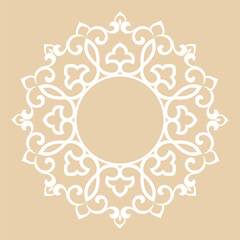 Decorative frame Elegant vector element for design in Eastern style, place for text. Floral beige and white frame. Lace illustration for invitations and greeting cards © ELENA