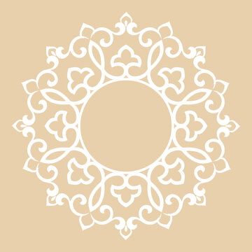 Decorative frame Elegant vector element for design in Eastern style, place for text. Floral beige and white frame. Lace illustration for invitations and greeting cards