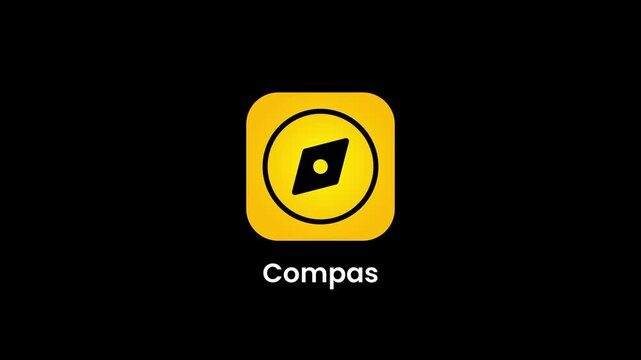 Compas app icon with a bold yellow rounded square background and a dark compass rose symbol centered, representing navigation and direction finding tools