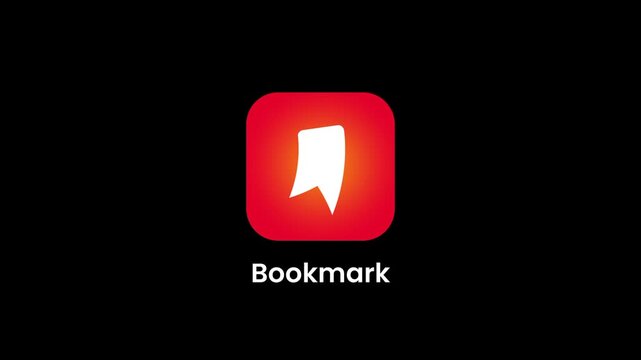 Bookmark app icon showing a dark rounded square with a bold red bookmark ribbon symbol, representing saved content, favorite links, and reading list management