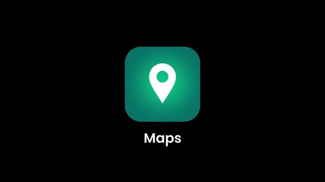 Maps app icon displaying a teal green rounded square background with a white location pin marker, used for geographic navigation and discovering places nearby
