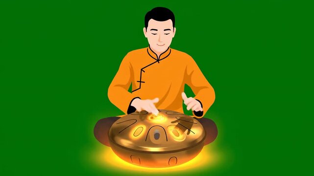Man Playing Handpan.