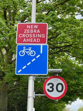 New zebra crossing ahead sign
