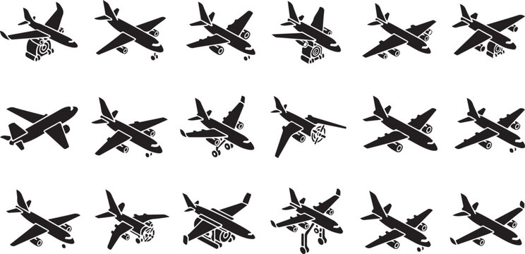 Collection of military fighter jets in flight formation