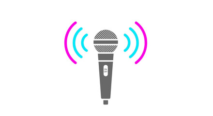 Wireless Microphone with Sound Waves Emitting.