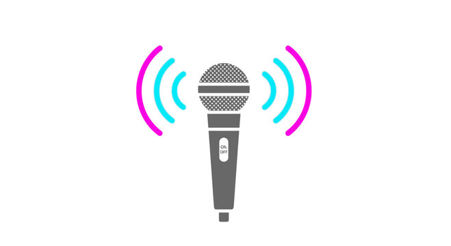 Wireless Microphone with Sound Waves Emitting.