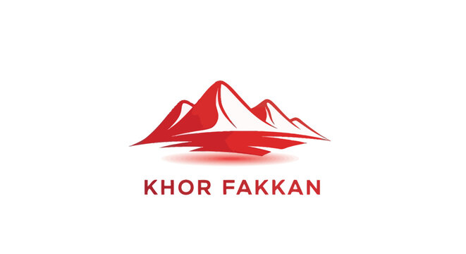 Red Mountain Logo with Khor Fakkan Text on White Background.