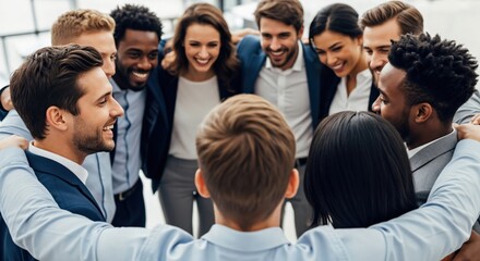 Fototapeta premium Diverse Young Professionals Team Building Activity in Office Setting with Men and Women