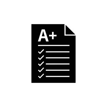 A plus grade document with checkmarks isolated on white background
