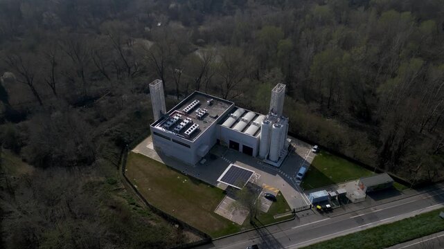 Aerial view of a district heating plant