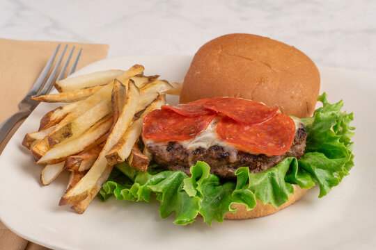  pizza burger  with  home made fench fries