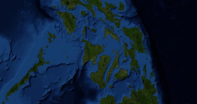 Panay on Globe. Zoom into the island with Earth spinning in space. High detail physical world map with Panay on it. Elements of this image furnished by NASA.