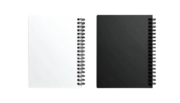 White & black spiral notebooks isolated on a black background