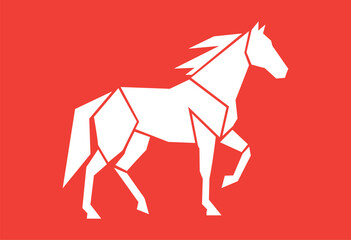 Obraz premium Geometric horse silhouette, abstract modern design. Vector illustration of a horse on white background.