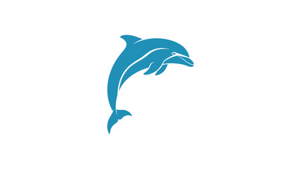 Obraz premium Minimalist Blue Dolphin Silhouette Icon