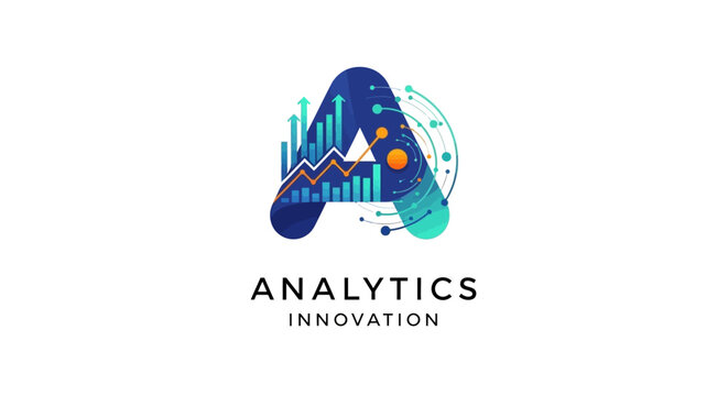 Analytics innovation data visualization logo design.