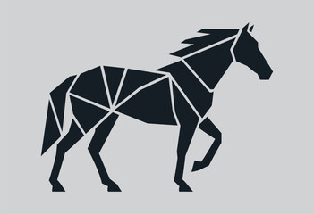Obraz premium Geometric horse silhouette, abstract modern design. Vector illustration of a horse on white background.