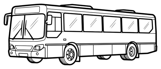 City bus transport vehicle in clean black line art style © Logan