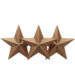 Obraz premium Three bronze stars rating review isolated on transparent background