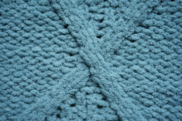 macro texture of blue fleece fabric with soft fluffy surface. Close-up of textile showing detailed fibers and cozy structure in cool tones. Clean and calming background perfect for home, lifestyle, we © Анна Климчук