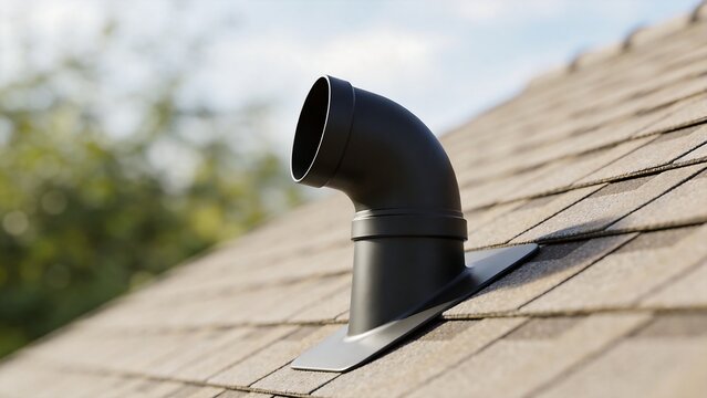 Roof vent pipe on shingles