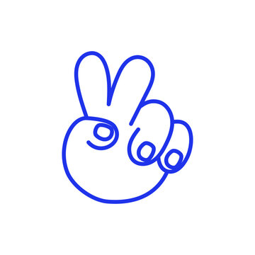 Vector hand drawn gesture, doodle sketchy illustration, hand showing victory and peace sign