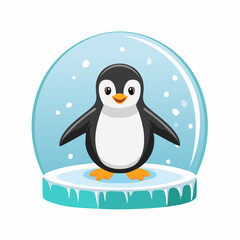 Naklejka premium Cute cartoon penguin in a snow globe