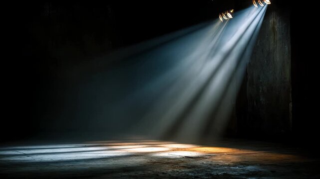 Stage spotlight dramatic light beam dark scene theater background