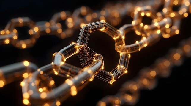 Futuristic Blockchain Business Network with Digital Connections, Copy Space. Concept: Blockchain Technology, Fintech, Digital Transformation, Web3, Cyber Security,Future Business Infrastructure.
