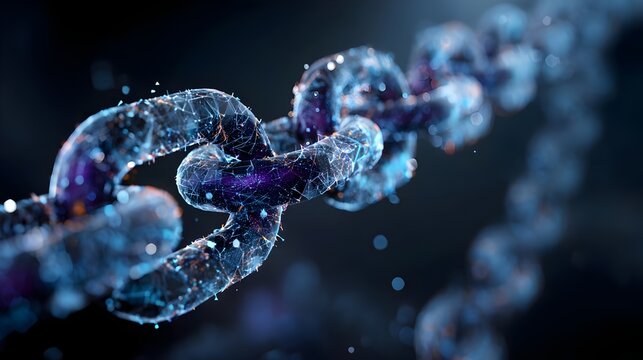 Futuristic Blockchain Business Network with Digital Connections, Copy Space. Concept: Blockchain Technology, Fintech, Digital Transformation, Web3, Cyber Security,Future Business Infrastructure.
