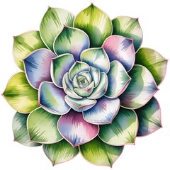 Obraz premium watercolor succulent Illustration echeveria flower, botanical Art