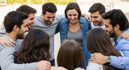 Fototapeta premium Diverse Group of Young Adults Engaging in Team Building Activities and Collaborative Discussion