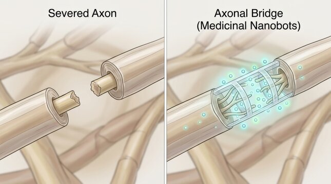 Nanobots bridge severed nerve axon for potential medical repair