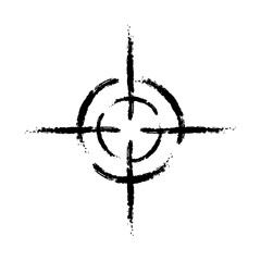 Hand drawn crosshair or target symbol with brush stroke texture texture design isolated on transparent background © XUB 