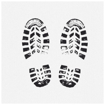 Pair of boot footprints isolated on transparent background texture design