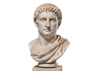 Obraz premium A classic marble bust portrait of a man with curly hair, suitable for use in historical or cultural settings