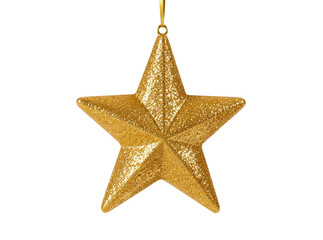 Obraz premium A gold star ornament suspended from a string, suitable for various celebrations and events