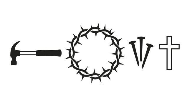 Christian religious symbols of Jesus Christ passion and crucifixion