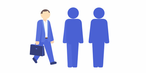 A businessman stands out from a group of identically colored figures © Sanjit