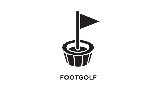A black and white icon of a footgolf target with a flag.