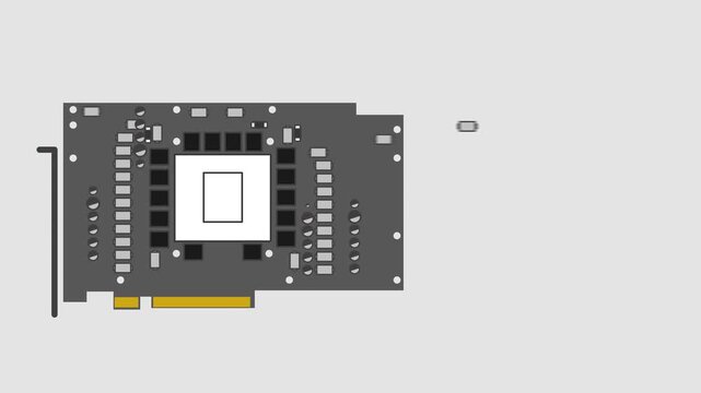 Motion of assembling computer GPU components on workbench
