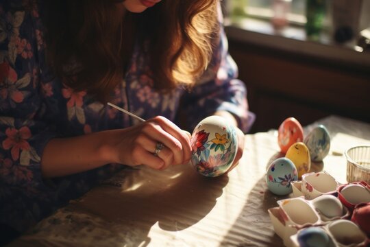 Easter egg painting art concentration.