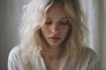 Naklejka premium Having headache portrait worried adult.