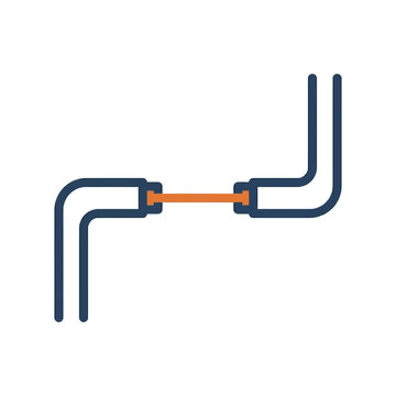 Electric wire crossing connection icon, two cables crossing and joined at center node.