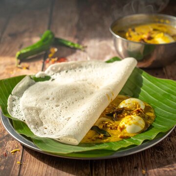Kerala Appam with Egg Curry Authentic South Indian Breakfast Realistic Food Photography 1:1